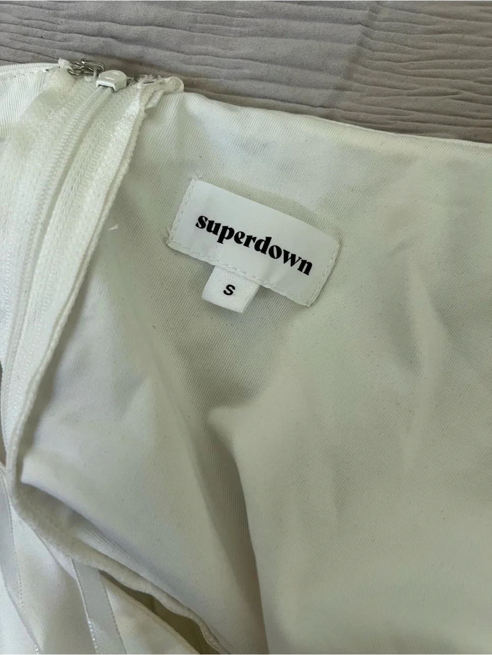 Superdown Rubena Mini Dress in ivory, size Small.